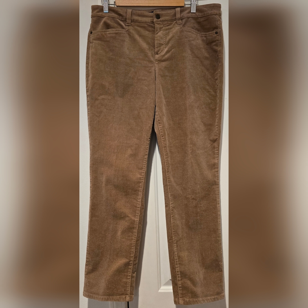 Talbots Brown Corduroy Simply Fostering Straight Leg Women's Pants Sz 12 Petite